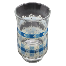 Blue Gingham Lace Juice Glass Tumbler MCM Shabby Chic Country Kitchen 6oz - $6.92