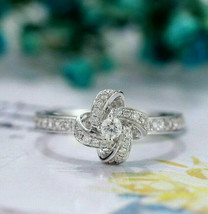Four Knots Engagement Ring 2.00Ct Round Simulated Diamond 14K White Gold Size 5 - £212.68 GBP