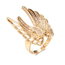  luxury 585 rose gold wing ring for women micro wax inlay natural zircon bridal wedding thumb200