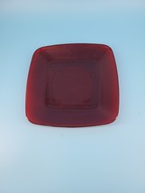 Vintage 1950&#39;s Anchor Hocking Glass Charm Ruby Red Old 8.25&quot; Square Side... - $10.95