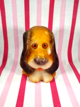 Sweet Mid Century Droopy Ear Basset Hound Dog Plastic Eyes Wax Figure Statue - £9.49 GBP