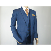Mens Vitali Three Piece Suit Vested Sharkskin Sheen M3090 Royal blue Regular fit image 4