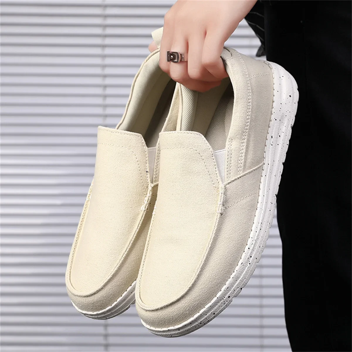 New Men&#39;s Canvas Shoes Breathable Platform Comfortable Designer Loafers Shoes Li - £36.39 GBP