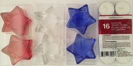 PATRIOTIC GLASS STAR CANDLE HOLDERS 1”X3” Red Clear Blue & CANDLES, SELECT: Item - £5.51 GBP - £17.36 GBP