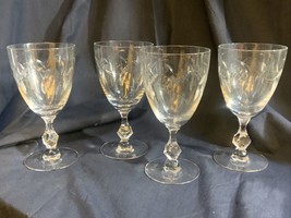 Set Of 4 Tiffin-Franciscan Water Goblet /  Wine Glasses Stemware Leaf - £37.33 GBP