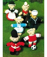 Vtg Teddy Bears Picnic Sailor Nurse Cowboy Robin Brownie Knit Crochet Pa... - €11,19 EUR