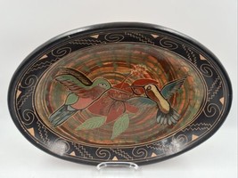 Rare Mexican Clay Decorative Plater Hummingbirds Floral Tonala Vintage - $164.47