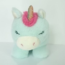 Unicorn Pink Green Chubby Glitter Horn Plush Stuffed Animal 9" Kellytoy - £17.40 GBP