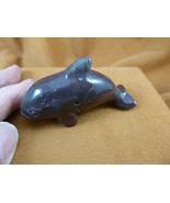 (Y-WHA-KI-732) Purplish brown jasper KILLER WHALE ORCA gemstone figurine... - £17.57 GBP