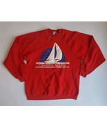 VTG 1986 CAMDEN Maine Sailboat Red Crewneck Sweatshirt Women&#39;s XL USA Made - $29.50