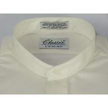 Men Formal pastor shirt Classix Banded Collar less Hidden Button Front M08 Ivory image 4