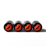 Red Hot Lips Emoji Tire Valve Stem Caps - Black Aluminum - Set of Four - £12.77 GBP