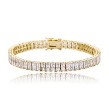 New Baguette 8mm Tennis Chain Bracelet Iced Out Cubic Zirconia Hip Hop High Qual - £51.11 GBP