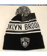 NBA Brooklyn nets mens beanie pom Logo Embroidered Cuff Roll OSFA New - $23.36