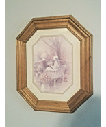 Vintage B. Torkland Woman Sitting In Bench Print Matted w/ Wood Style Frame - £15.53 GBP