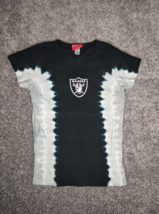 Raiders Shirt Women Medium Black Silver Tie Dye Baby Doll Tee NFL USA - £6.96 GBP