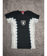 Raiders Shirt Women Medium Black Silver Tie Dye Baby Doll Tee NFL USA - £7.04 GBP