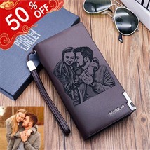 Women Men Long Zipper Wallet Clutch Personalized Custom Engraved Picture Text Ph - £29.55 GBP