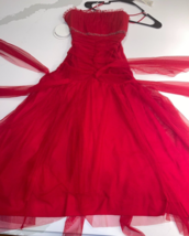 Teeze Me Small Spaghetti Strap Dress Red Prom Wedding Quince Formal Sexy Dress - £27.85 GBP