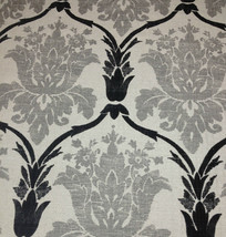 Ballard Designs Ophelia Gray Charcoal Damask Nubby Upholstery Fabric 1.75 Yards - £25.05 GBP