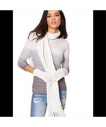New York &amp; Company White Metallic Cable Knit Scarf - £12.55 GBP