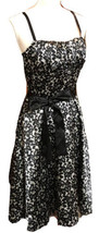 Collection by Dress Barn Satin Black &amp; White Floral Lace Print Cocktail Size 6 - £19.31 GBP