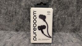 PureBoom AUX Wired Earbuds USB C In Ear Headphones With Mic Black New - $8.99