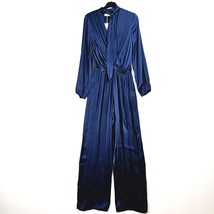 Mango - NEW - Long Satin Jumpsuit with Bow - Blue - RRP £79 - $43.77
