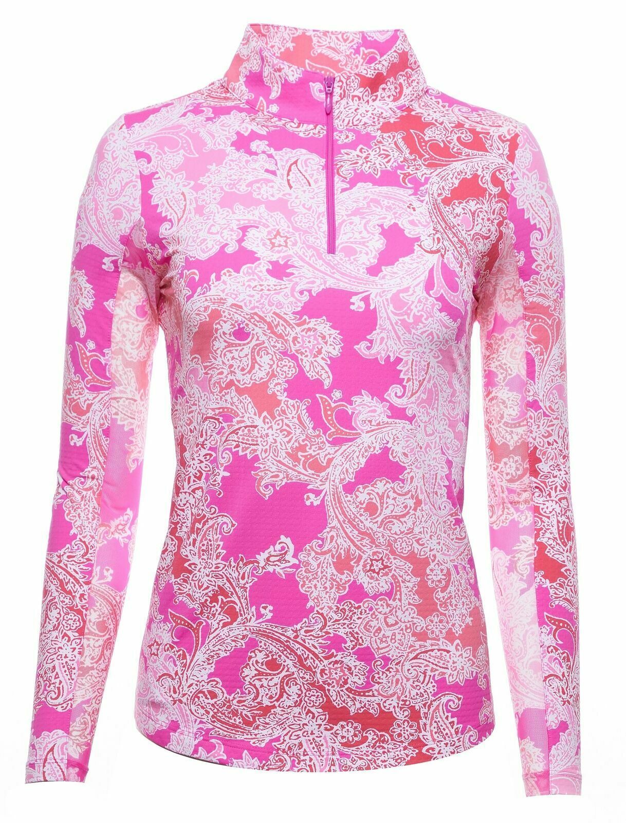 NWT Ladies IBKUL PASCHA PINK CORAL Long Sleeve Mock Golf Shirt S M L XL XXL