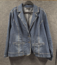 VTG Baccini Denim Jacket Womens 22/24W Cotton Blue Blazer Button Front Y2K 90s - £21.84 GBP