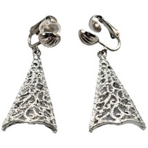 Sarah Coventry Earrings Delicate Intricate Design Clip-on Silver Tone Vintage  - £9.70 GBP