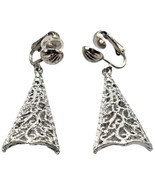 Sarah Coventry Earrings Delicate Intricate Design Clip-on Silver Tone Vi... - £9.74 GBP