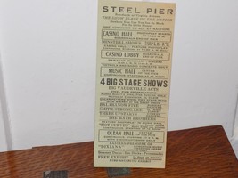 Atlantic City Steel Pier Single Flier 4 Big Stage Shows - $221.44 MXN