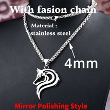 Beier 316L stainless steel hot sell viking wolf men necklace celt wolf head pend - £14.20 GBP