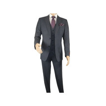 Men Suit BERLUSCONI Turkey 100% Italian Wool Super 180's Vested #Ber15 Charcoal image 2