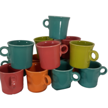 Set of 10 Fiesta HLC Coffee Tea Hot Coca Cups O Ring Handles Mugs Made In USA - £39.77 GBP