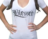 Gods Hands Womens White Maslo Blessed Deep V-Neck T-Shirt NWT - $17.96