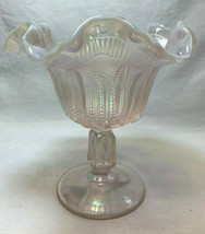 Fenton Art Glass Pink Opalescent Scalloped Vase Trinket Candy Dish  Ruffled Edge - $79.95