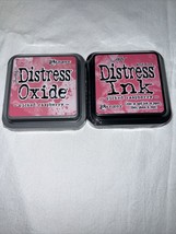 Tim Holtz NIP Picked Raspberry Distress Ink &amp; Distress Oxide Ink Set 3x3... - $14.99