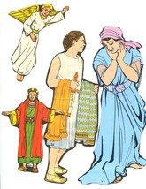 Flannel Board Bible Story Figures Lot Vintage Religious Illustrations CE... - $9.70