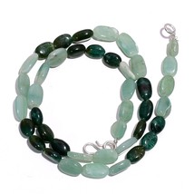 Natural Green Aventurine Gemstone Oval Smooth Beads Necklace 18&quot; UB-5909 - £7.82 GBP