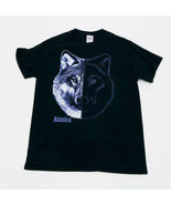 Alaska Wolf Men&#39;s Black Tee Shirt 100% Cotton Gildan Ultra Cotton Medium - £10.16 GBP