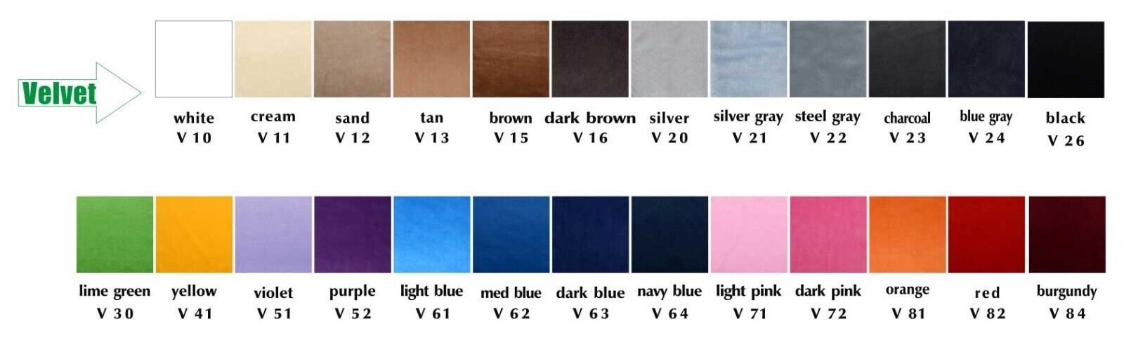 Color Samples for velvet seat covers , so you can check if it matches in... - $0.99