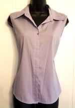 Tangents Stretch Knit Top Sleeveless Blouse size Medium Lavender Plaid S... - $14.79