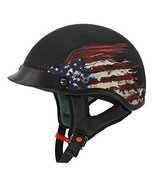 VCAN Cruiser Solid Flat Black Half Face Motorcycle Helmet (Flag, XX-Large) - £170.76 GBP