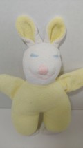 Tiny Treasures yellow white bunny rabbit Baby plush rattle terrycloth - £11.67 GBP
