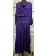 Kiyonna Lane Bryant Purple 3/4 Sleeve Dress Size 4 Plus Size Layered Womens - $687.36 MXN