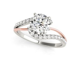 14k white and rose gold diamond engagement ring/Bypass 1ct diamond wedding ring - £8,198.69 GBP