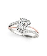 14k white and rose gold diamond engagement ring/Bypass 1ct diamond weddi... - £7,943.38 GBP