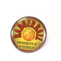 University of Wisconsin Badger Ball Pin Basketball 1&quot; Dia Union Made USA Vintage - £19.55 GBP